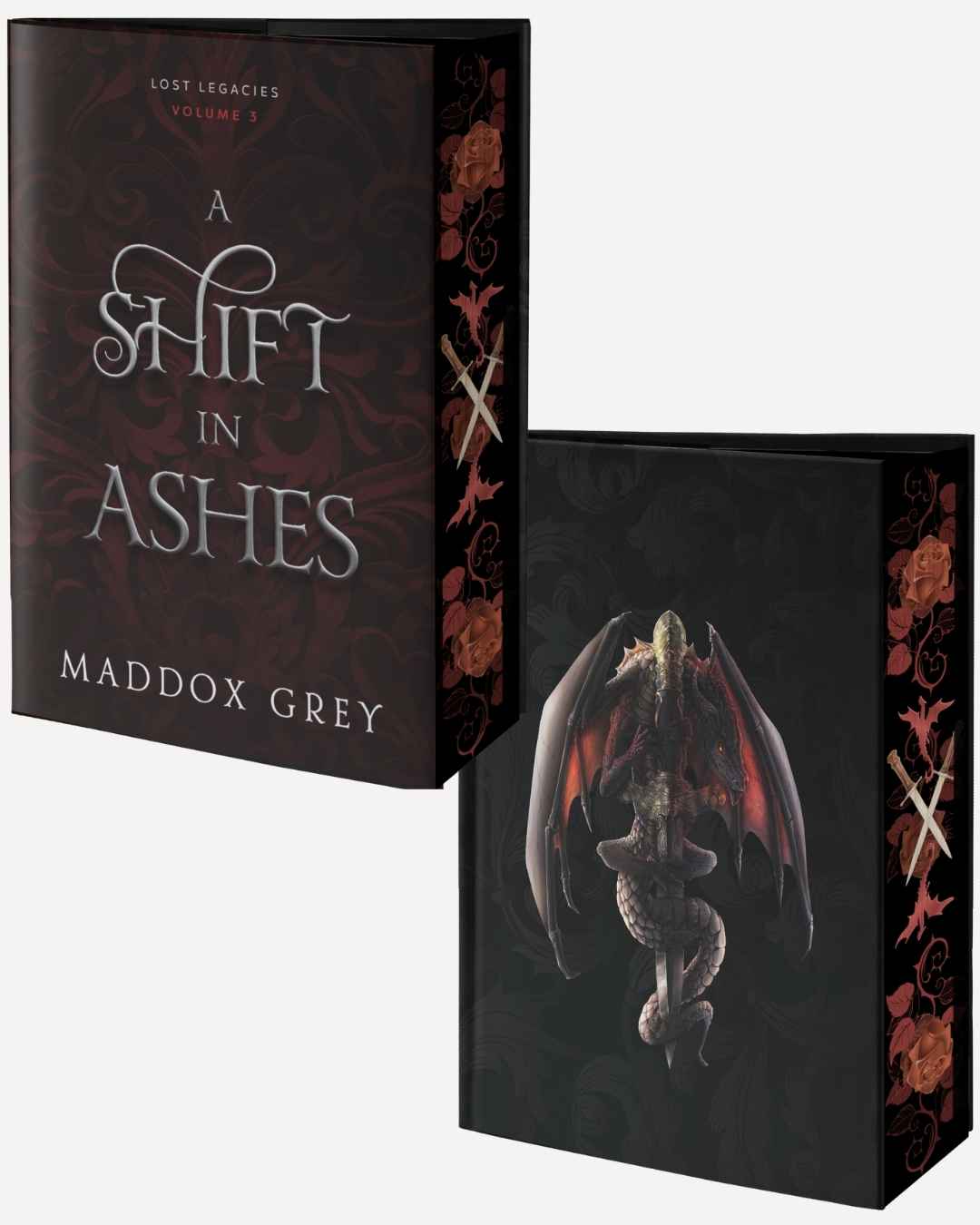 Book cover of 'A Shift in Ashes' by Maddox Grey with decorative design elements.
