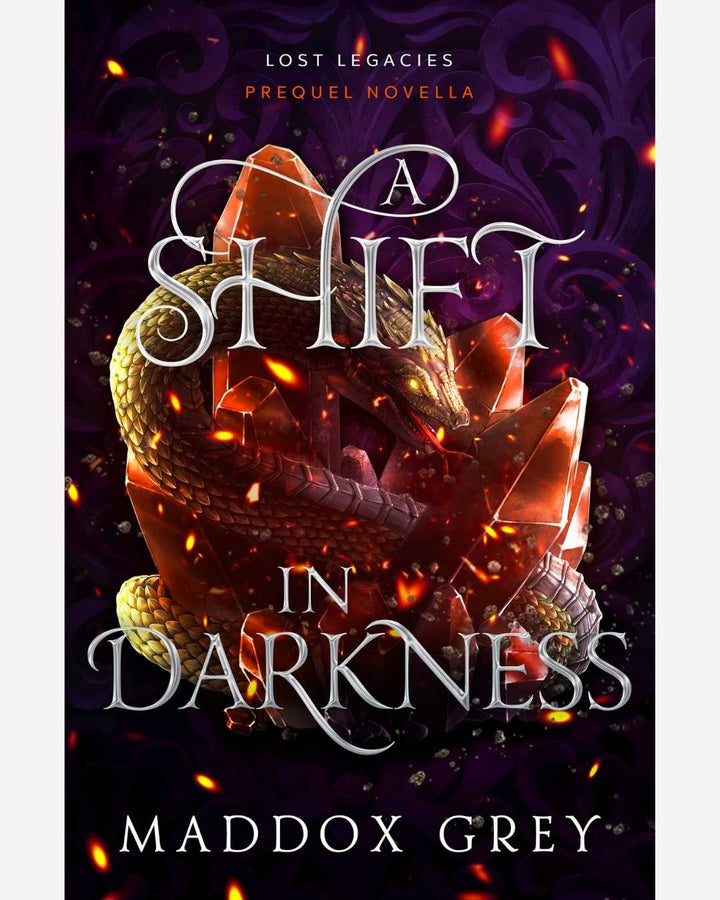 Book cover of 'A Shift in Darkness' by Maddox Grey with a monster and crystal design.