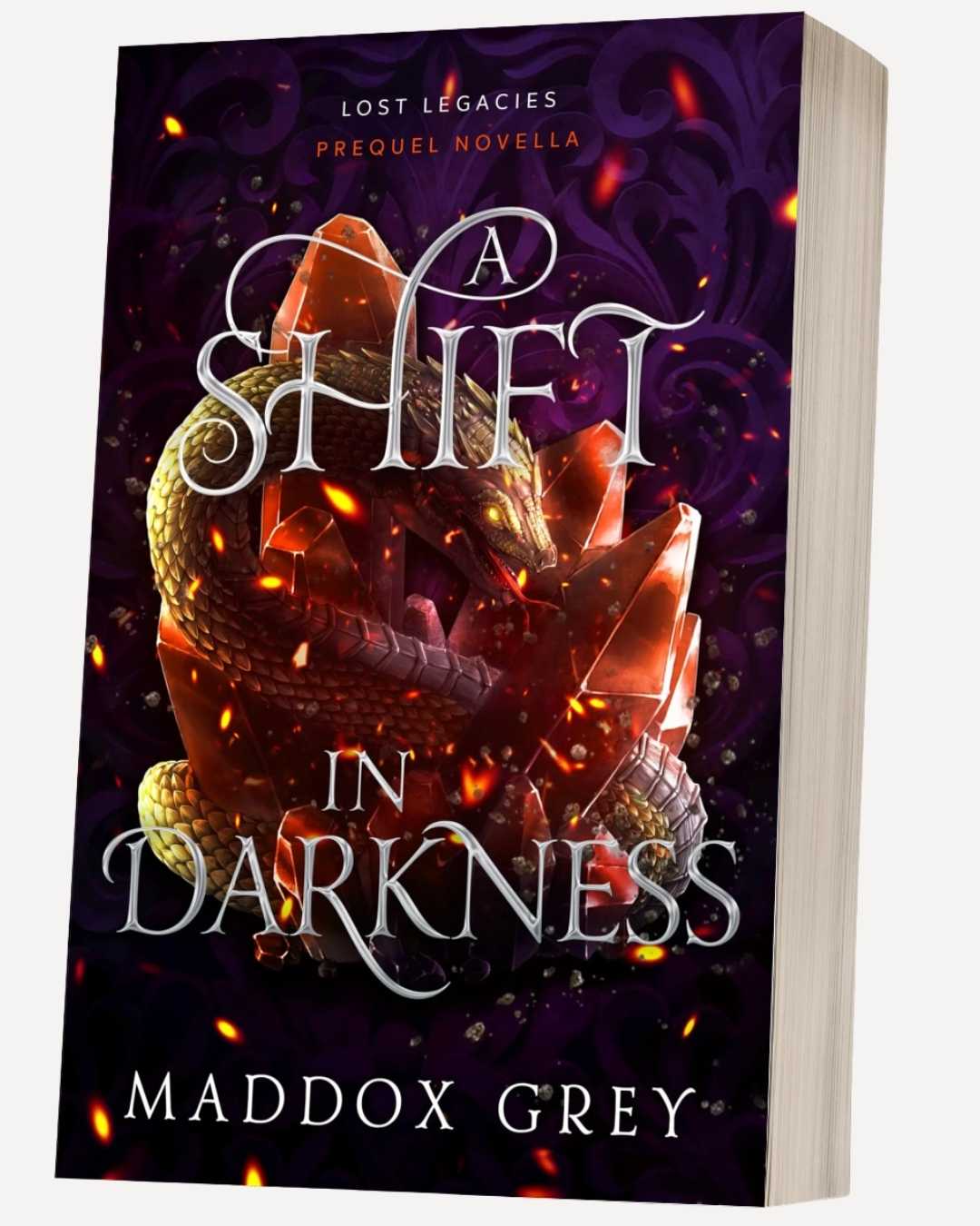 Book cover of 'A Shift in Darkness' by Maddox Grey with a monster illustration on a dark background.