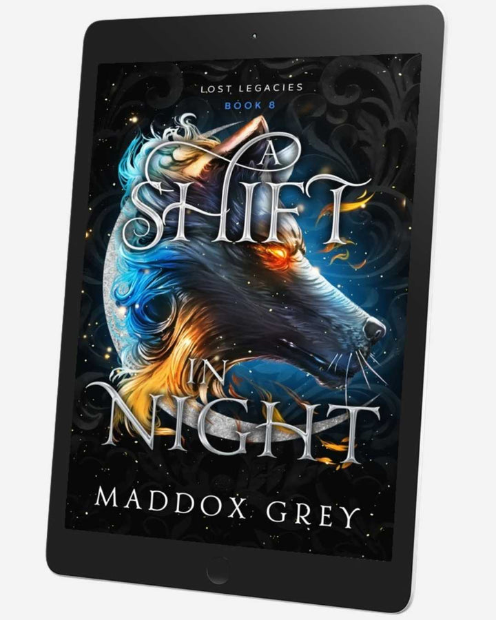 Ebook cover of 'A Shift in Night' by Maddox Grey on a tablet screen.