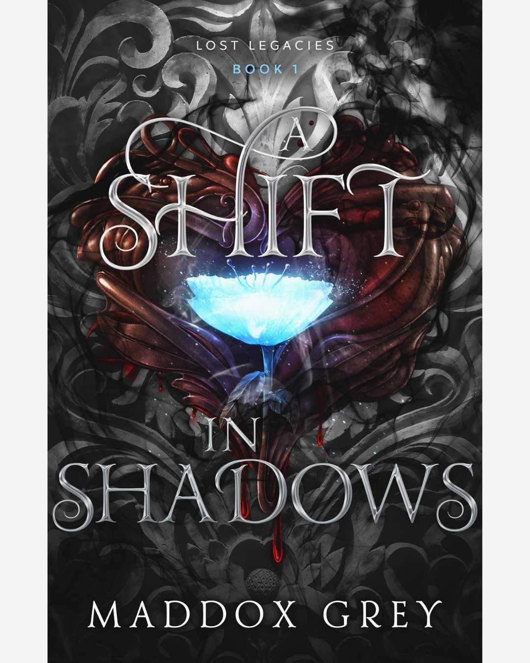 Book cover of 'A Shift in Shadows' by Maddox Grey with a dark and mystical design.