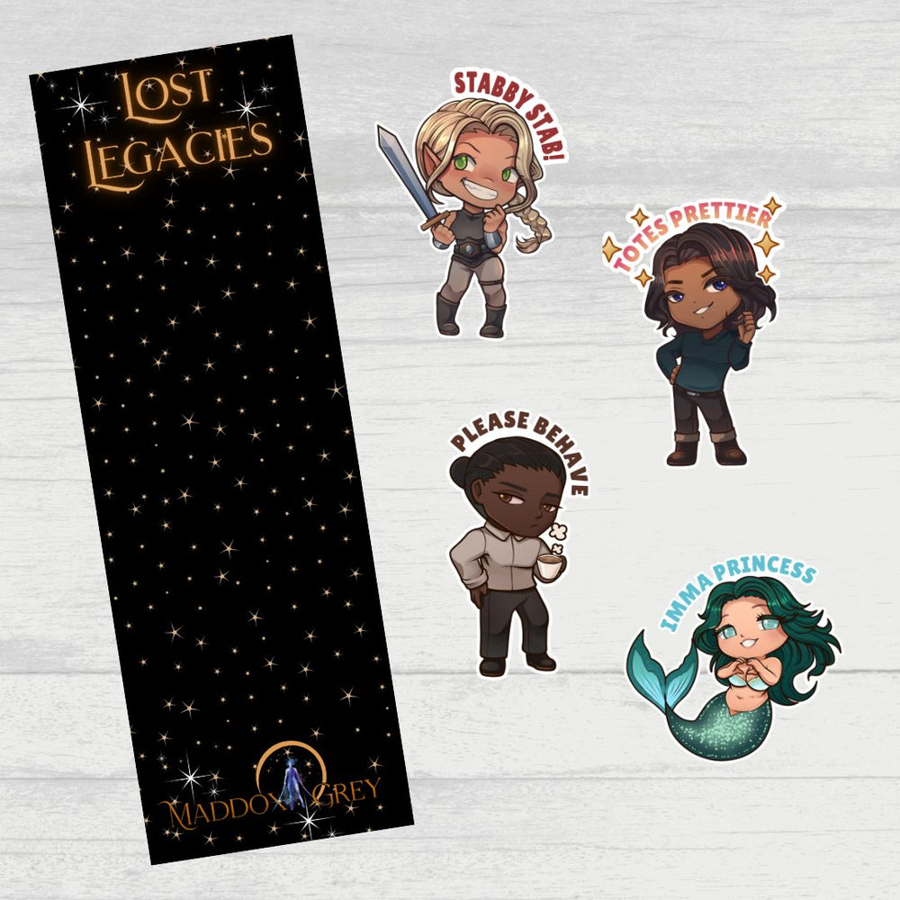 Chibi Stickers + Bookmark (Set 1) - Greymalkin Press