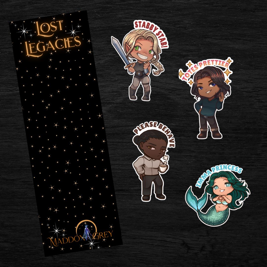 Chibi Stickers + Bookmark (Set 1) - Greymalkin Press
